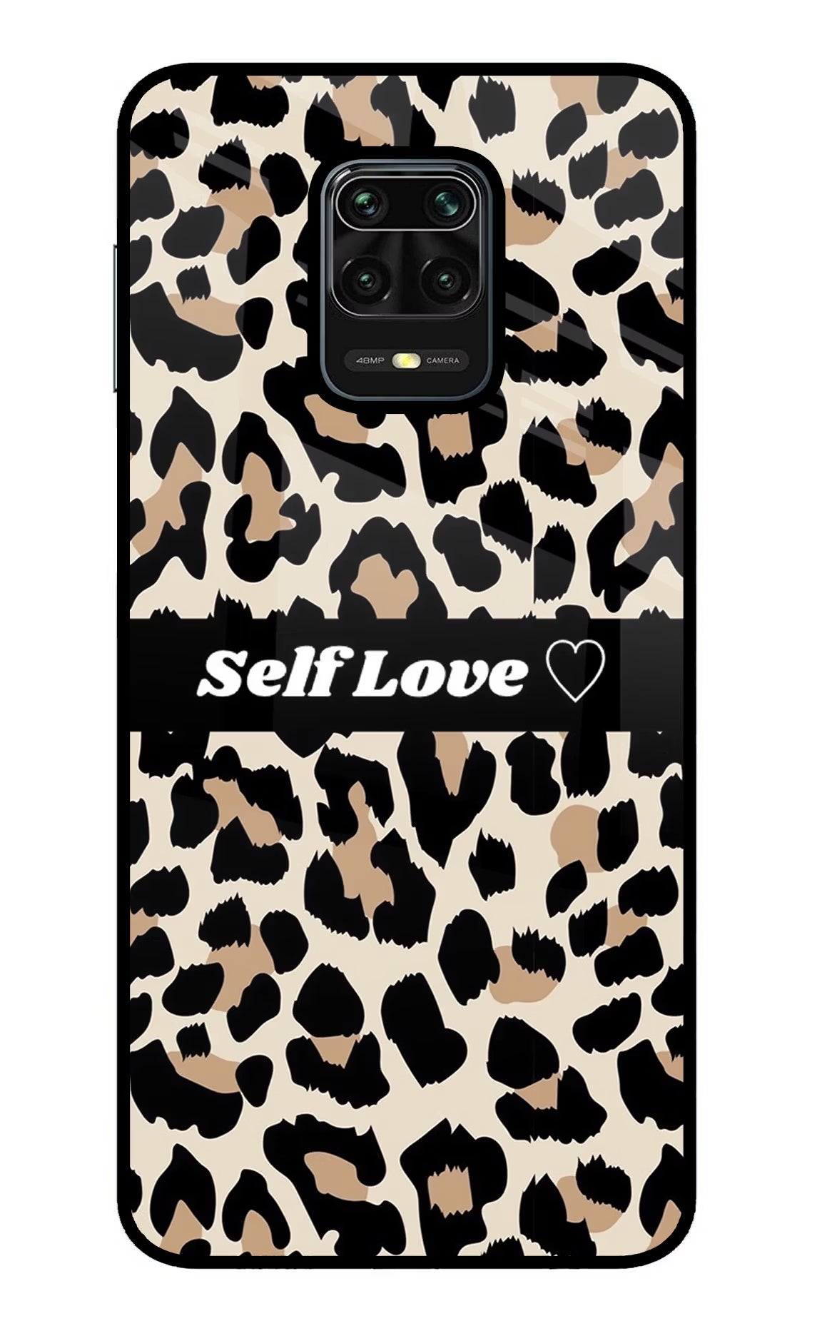 Leopard Print Self Love Redmi Note 9 Pro/Pro Max Glass Case Back Cover by Casekaro