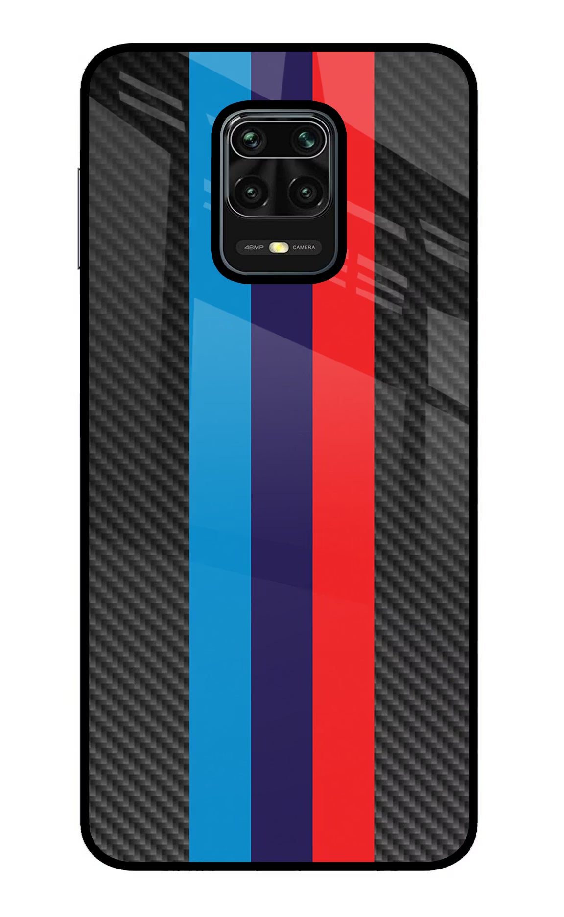 BMW Stripes Pattern Redmi Note 9 Pro/Pro Max Glass Case Back Cover by Casekaro