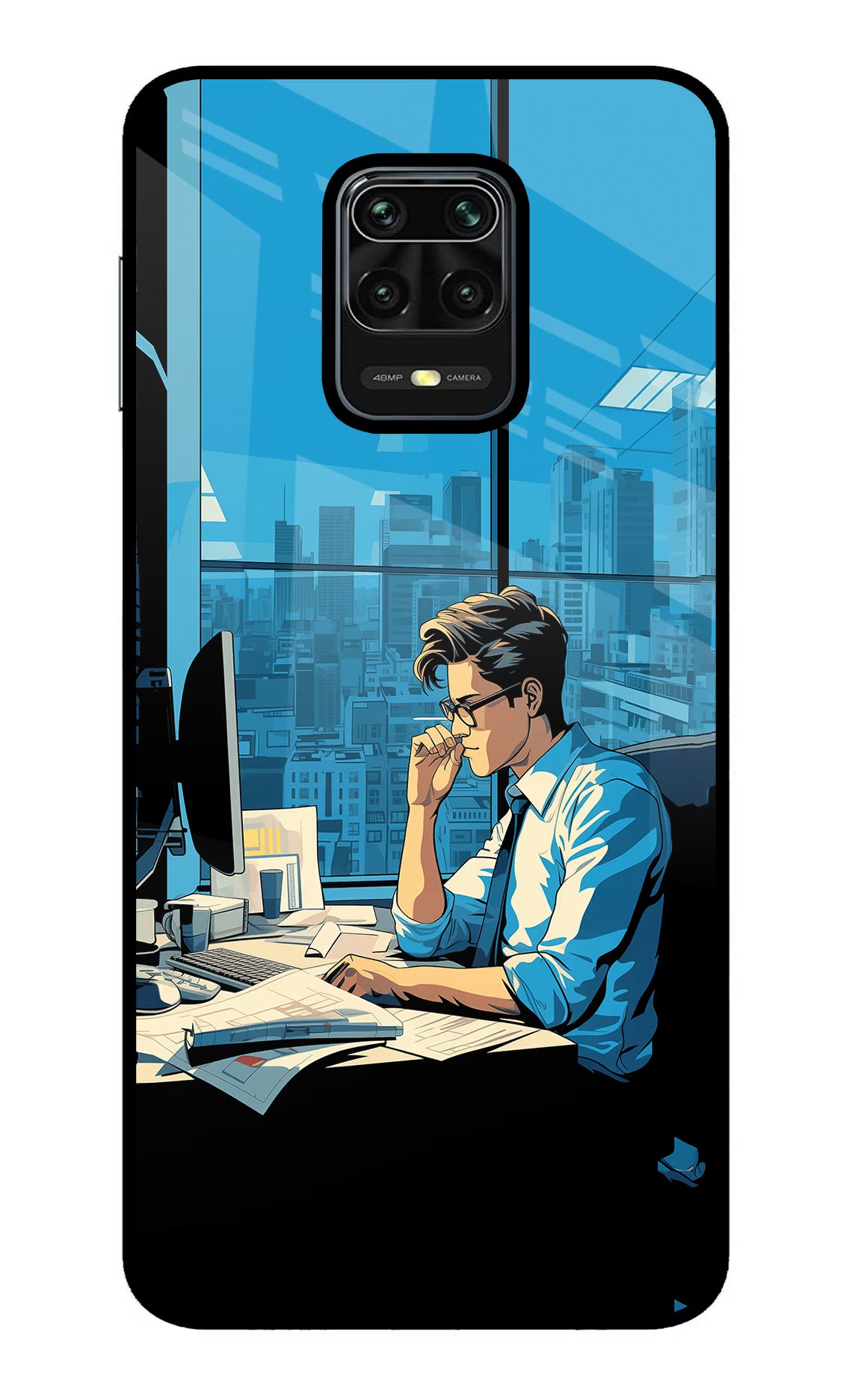 Focused Hustler (AI Generated) Redmi Note 9 Pro/Pro Max Glass Case Back Cover by Casekaro