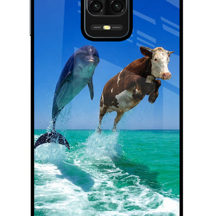 Dolphin vs Cow Redmi Note 9 Pro/Pro Max Glass Case Back Cover by Casekaro