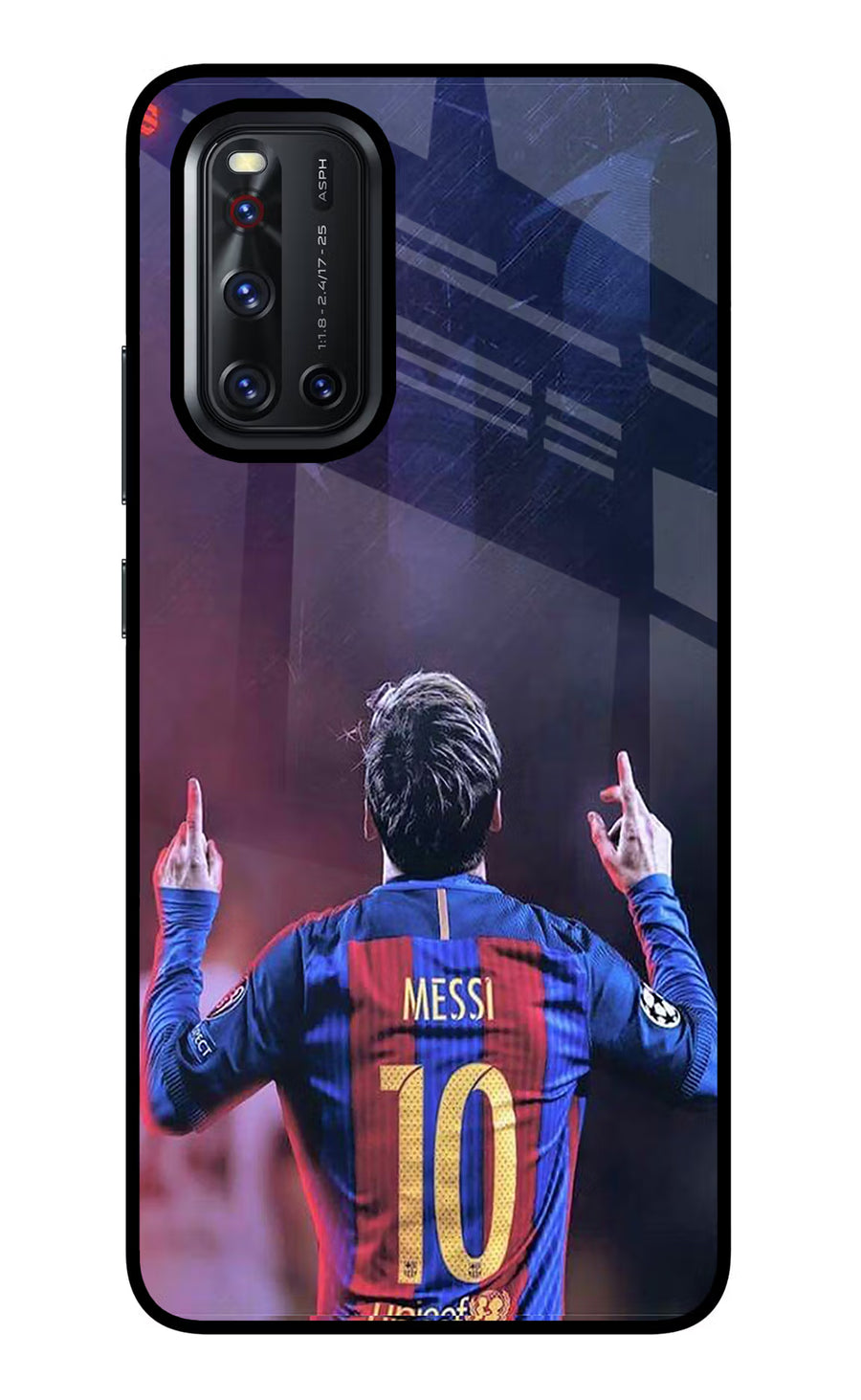 Messi Vivo V19 Back Cover, Glass case