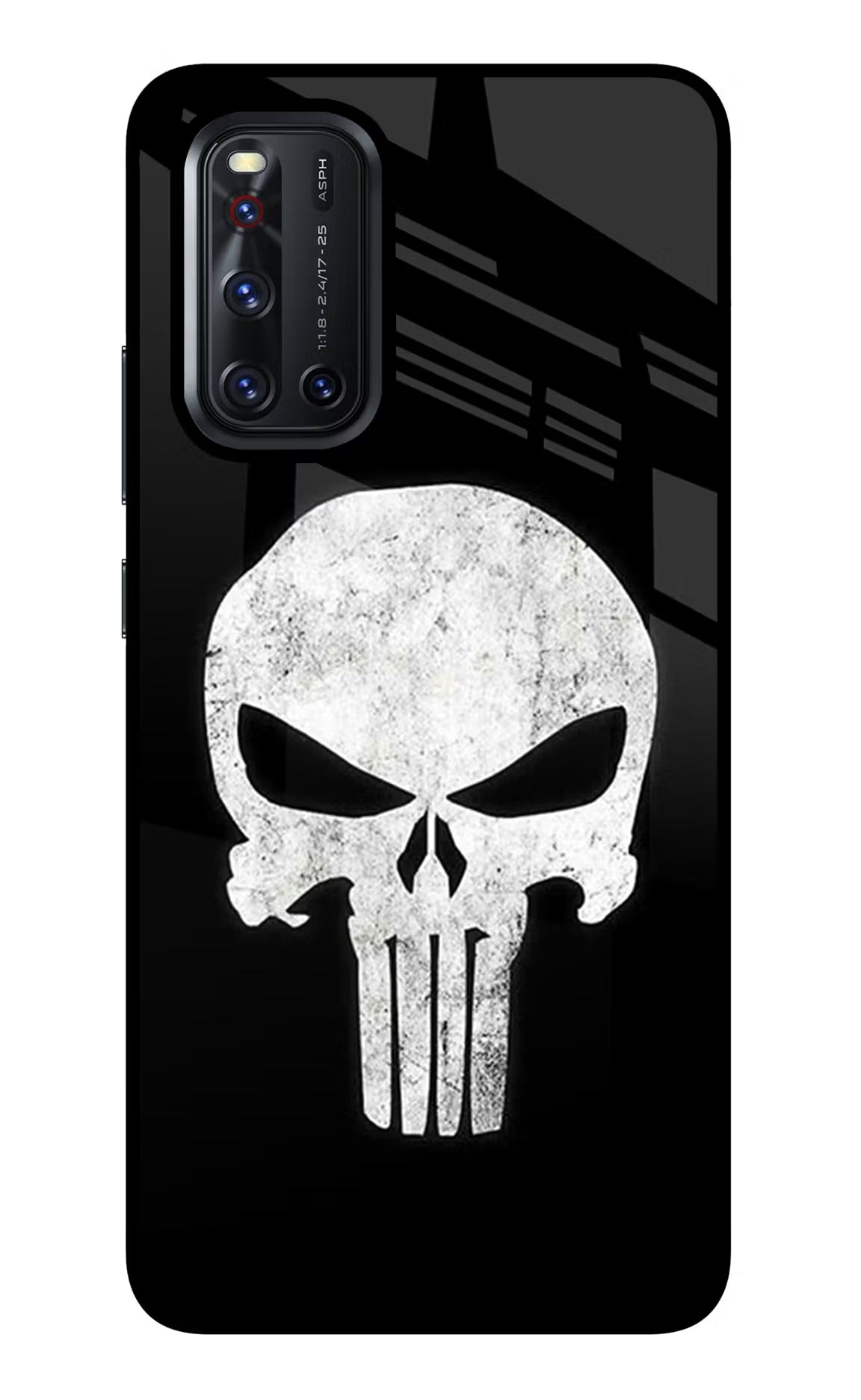 Punisher Skull Vivo V19 Glass Case Back Cover by Casekaro
