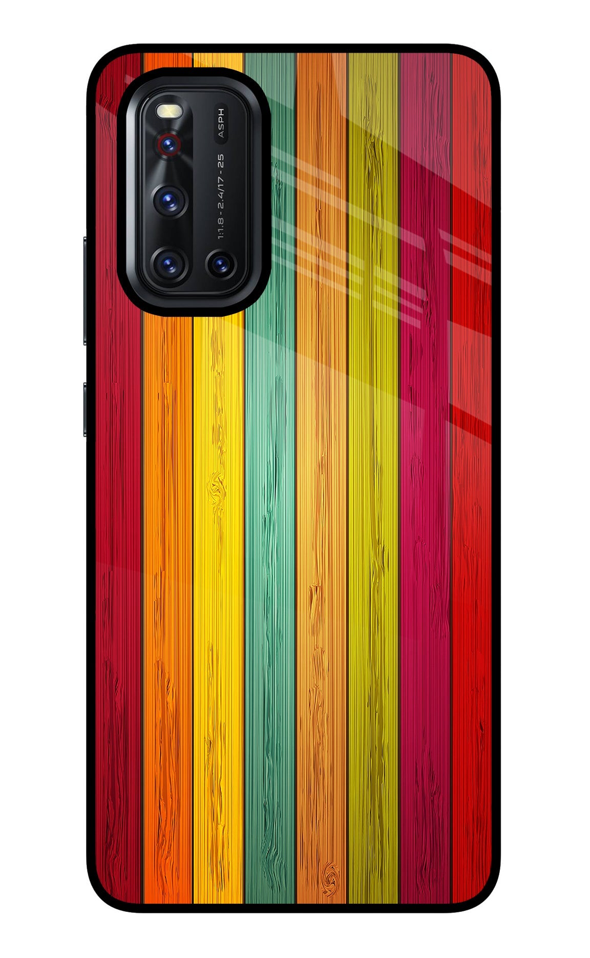 Multicolor Wooden Vivo V19 Glass Case