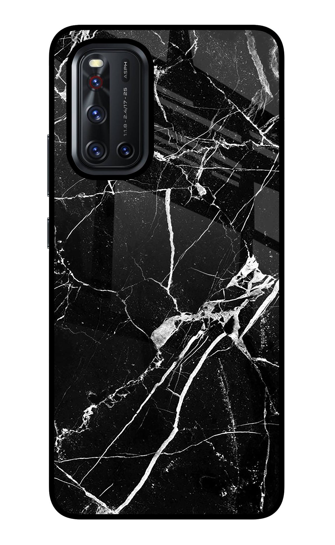 Black Marble Pattern Vivo V19 Glass Case