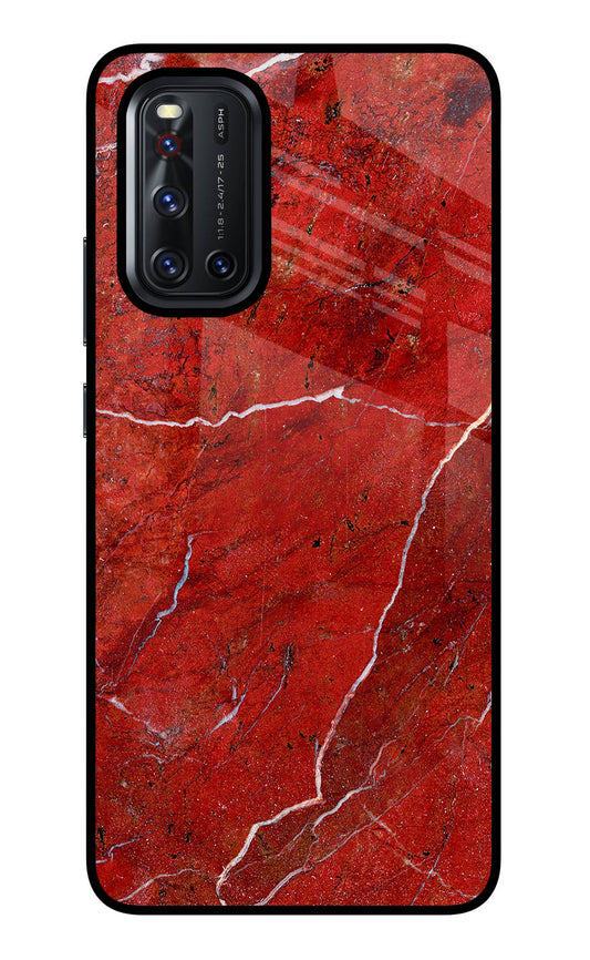 Red Marble Design Vivo V19 Glass Case