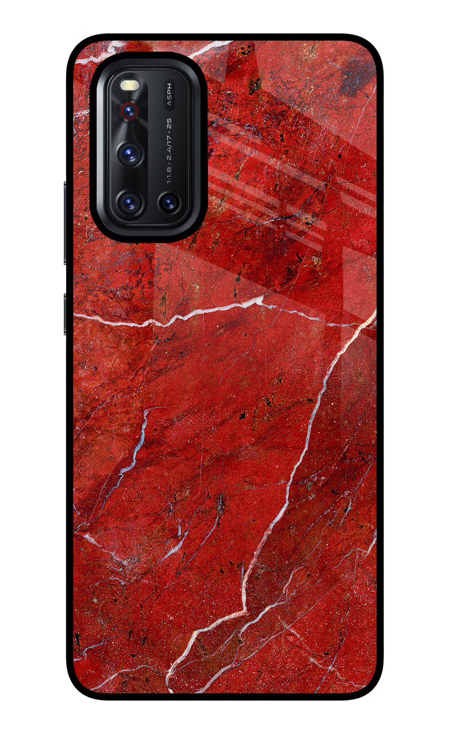 Red Marble Design Vivo V19 Back Cover, Glass case