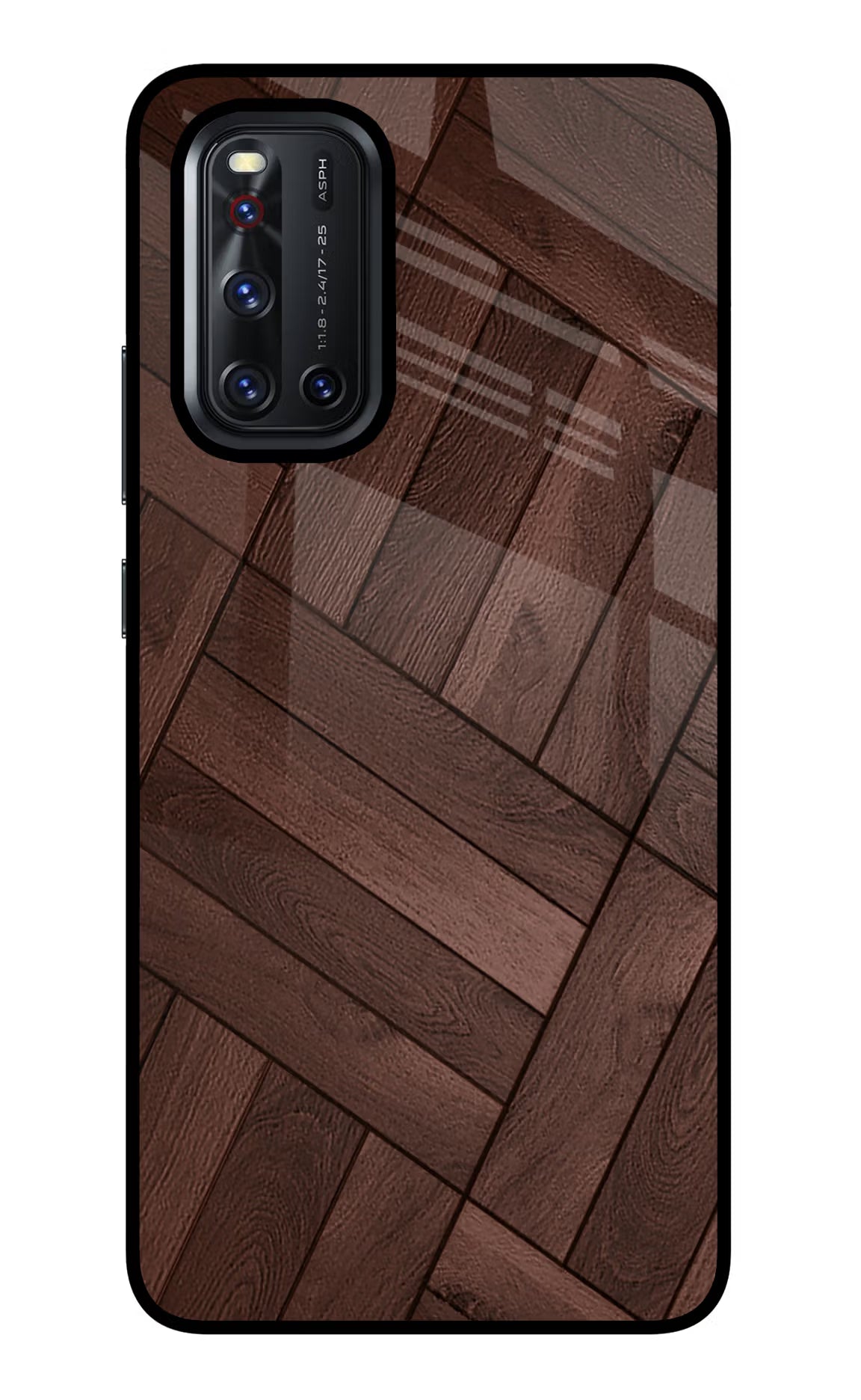 Wooden Texture Design Vivo V19 Glass Case Back Cover by Casekaro