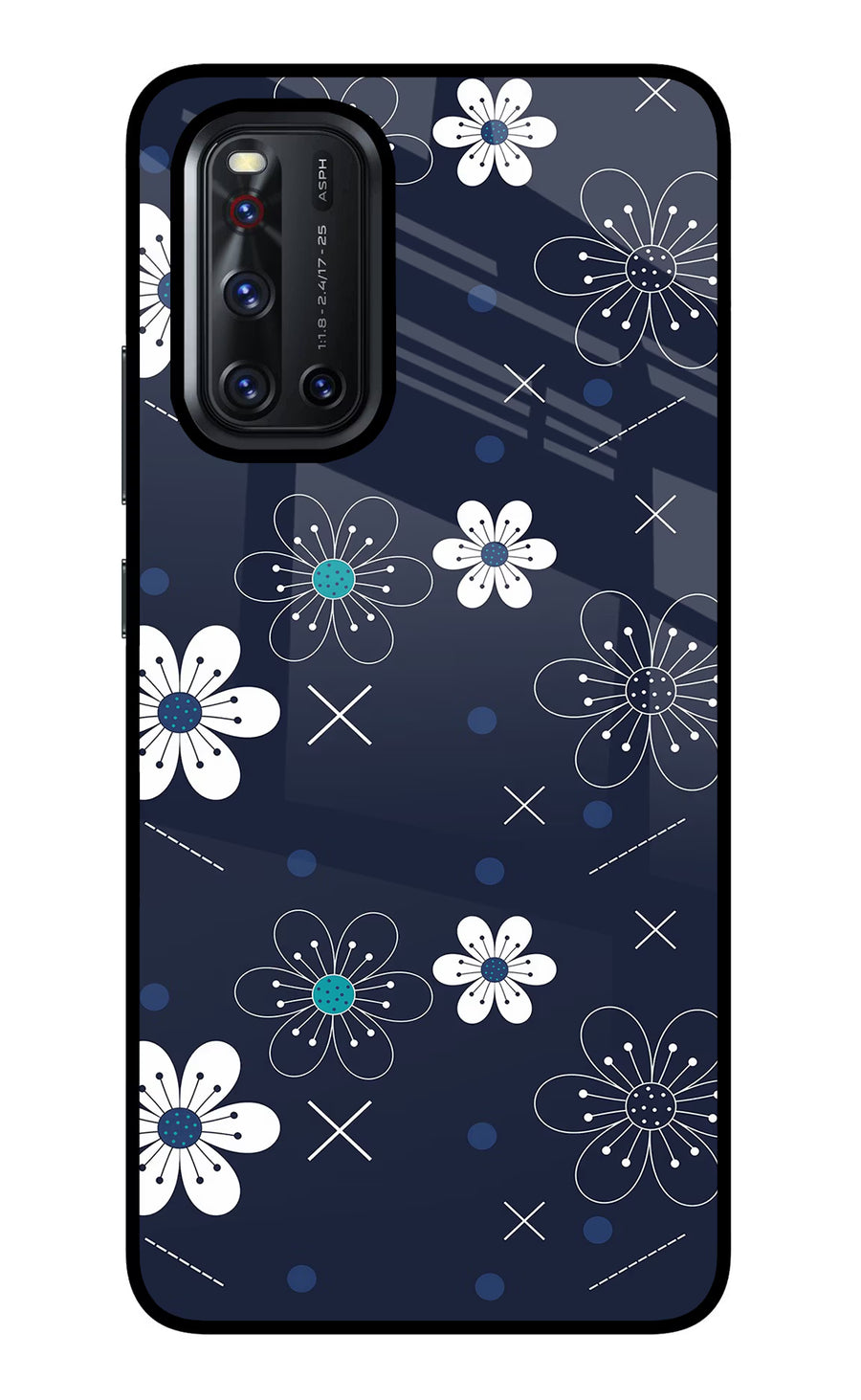 Flowers Vivo V19 Back Cover, Glass case