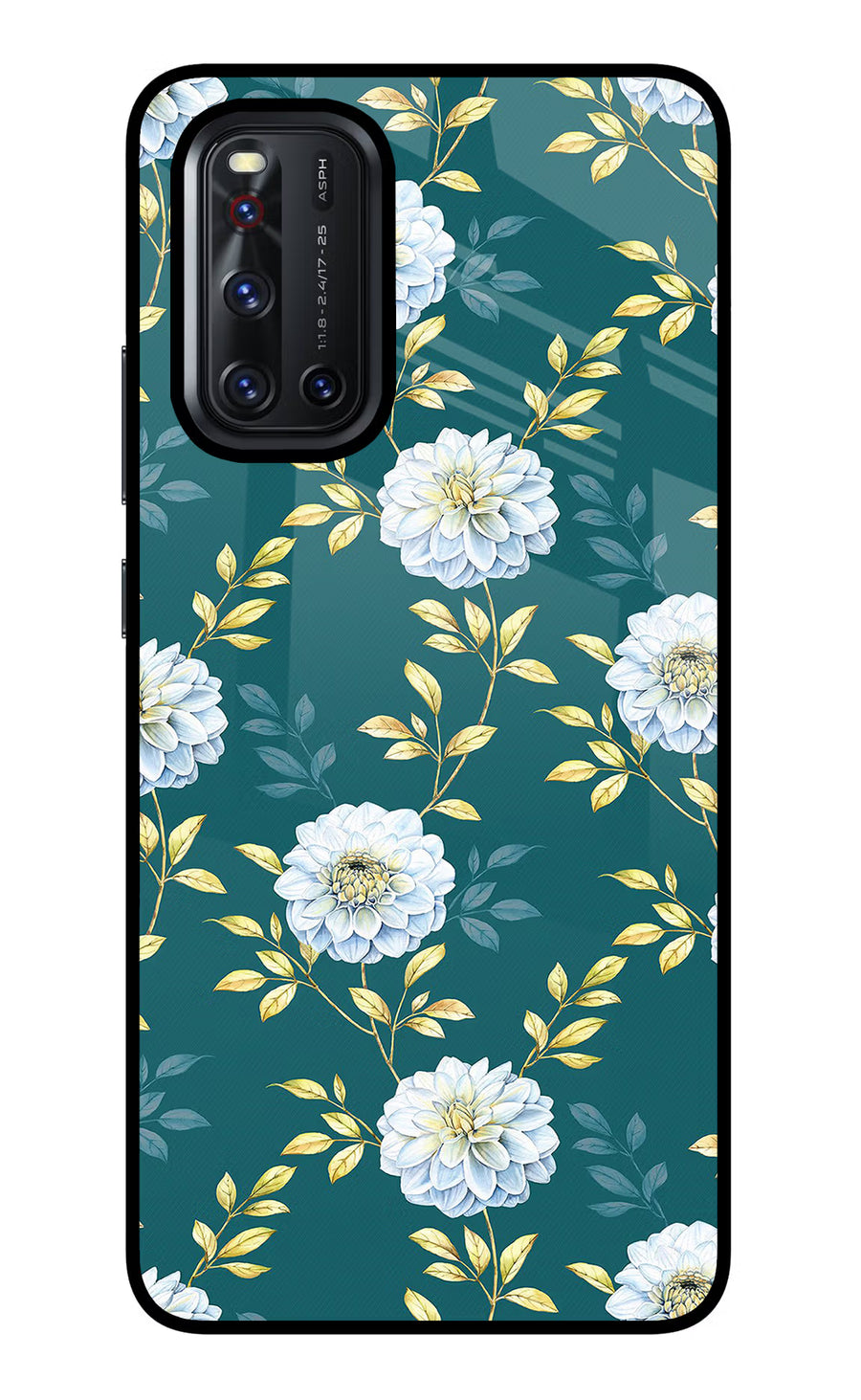 Flowers Vivo V19 Back Cover, Glass case
