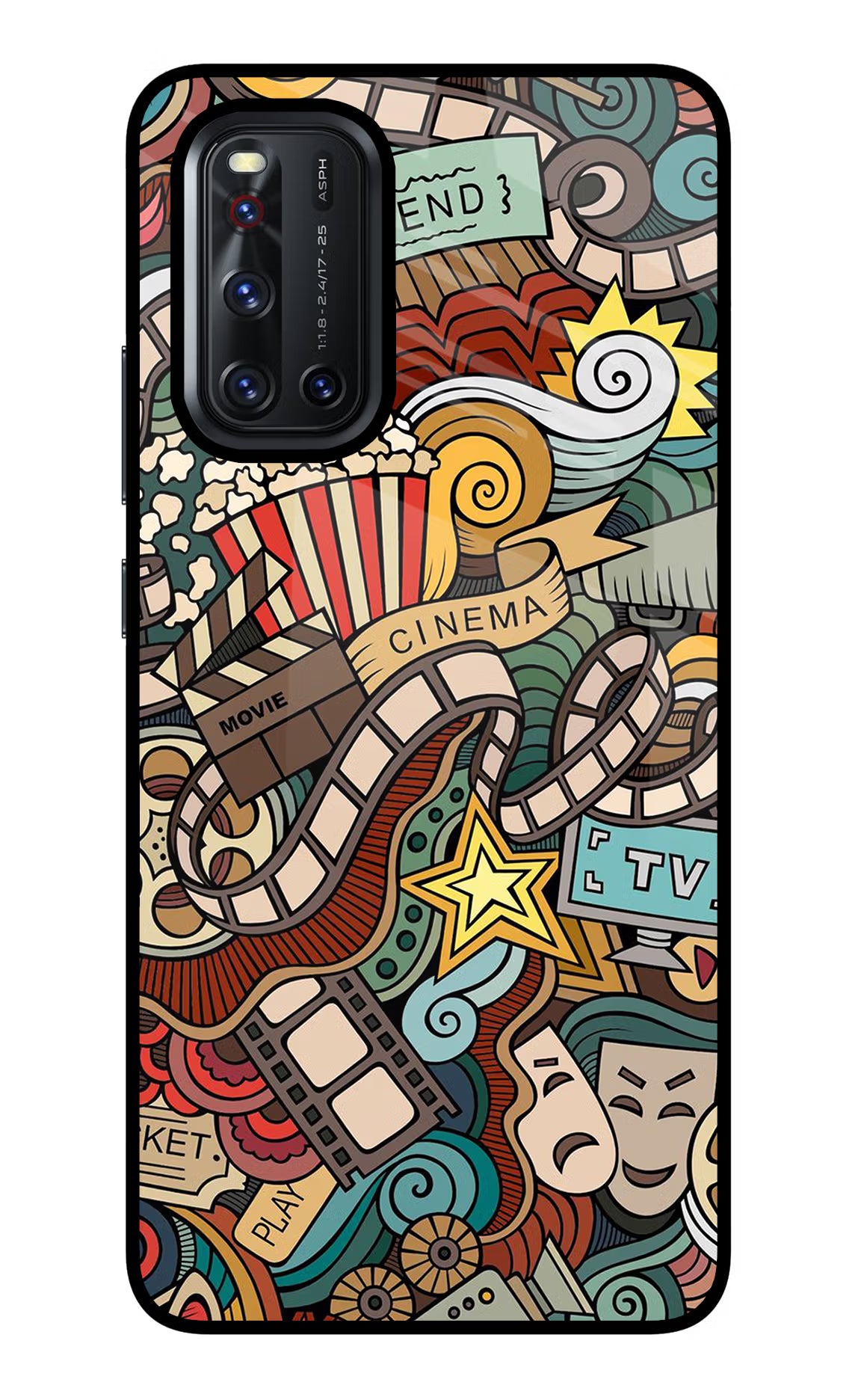 Cinema Abstract Vivo V19 Glass Case Back Cover by Casekaro