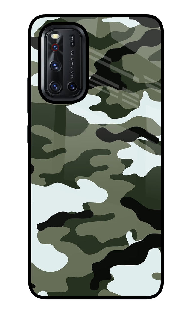 Camouflage Vivo V19 Glass Case Back Cover by Casekaro