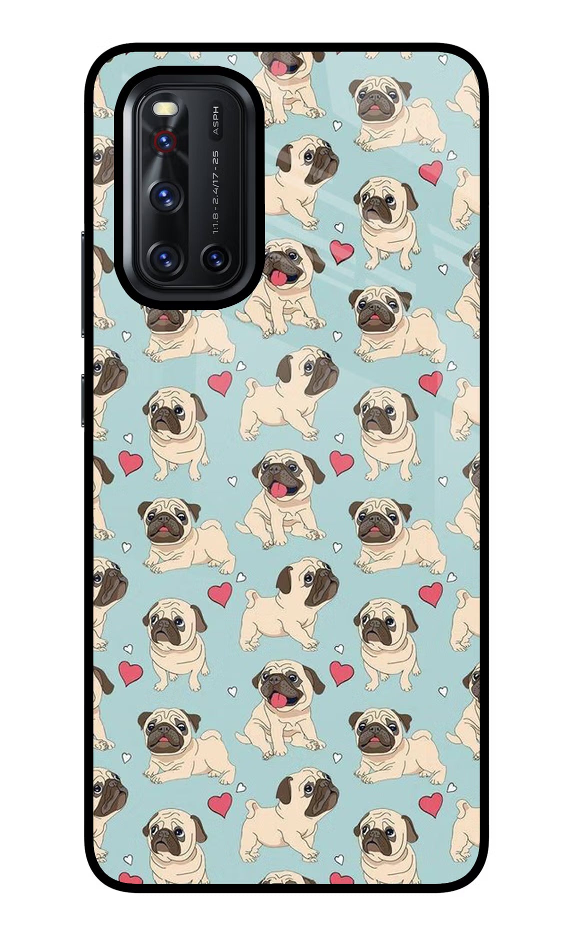 Pug Dog Vivo V19 Glass Case Back Cover by Casekaro