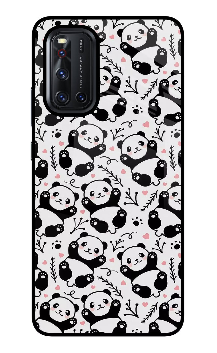 Cute Panda Vivo V19 Back Cover, Glass case