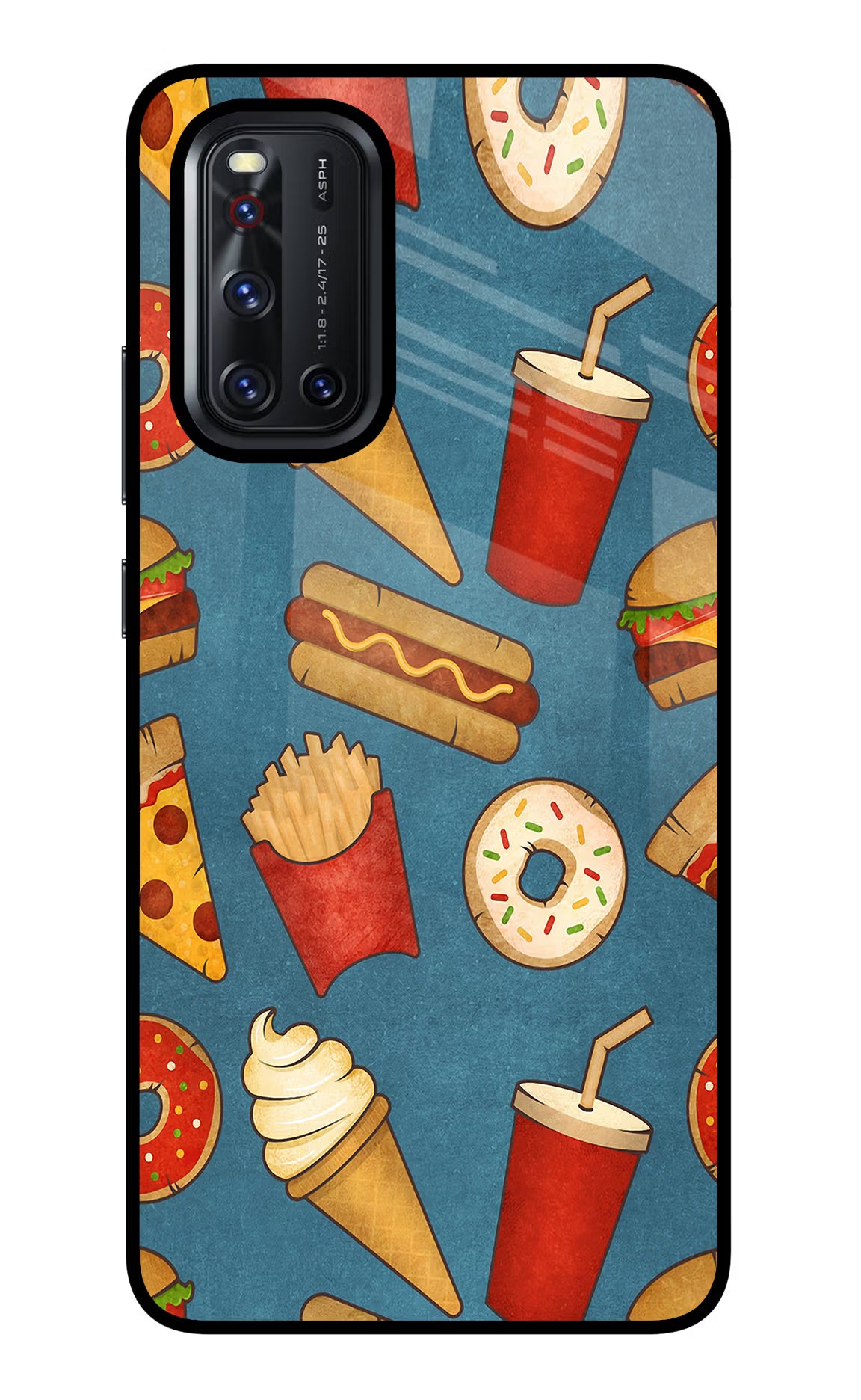 Foodie Vivo V19 Glass Case Back Cover by Casekaro