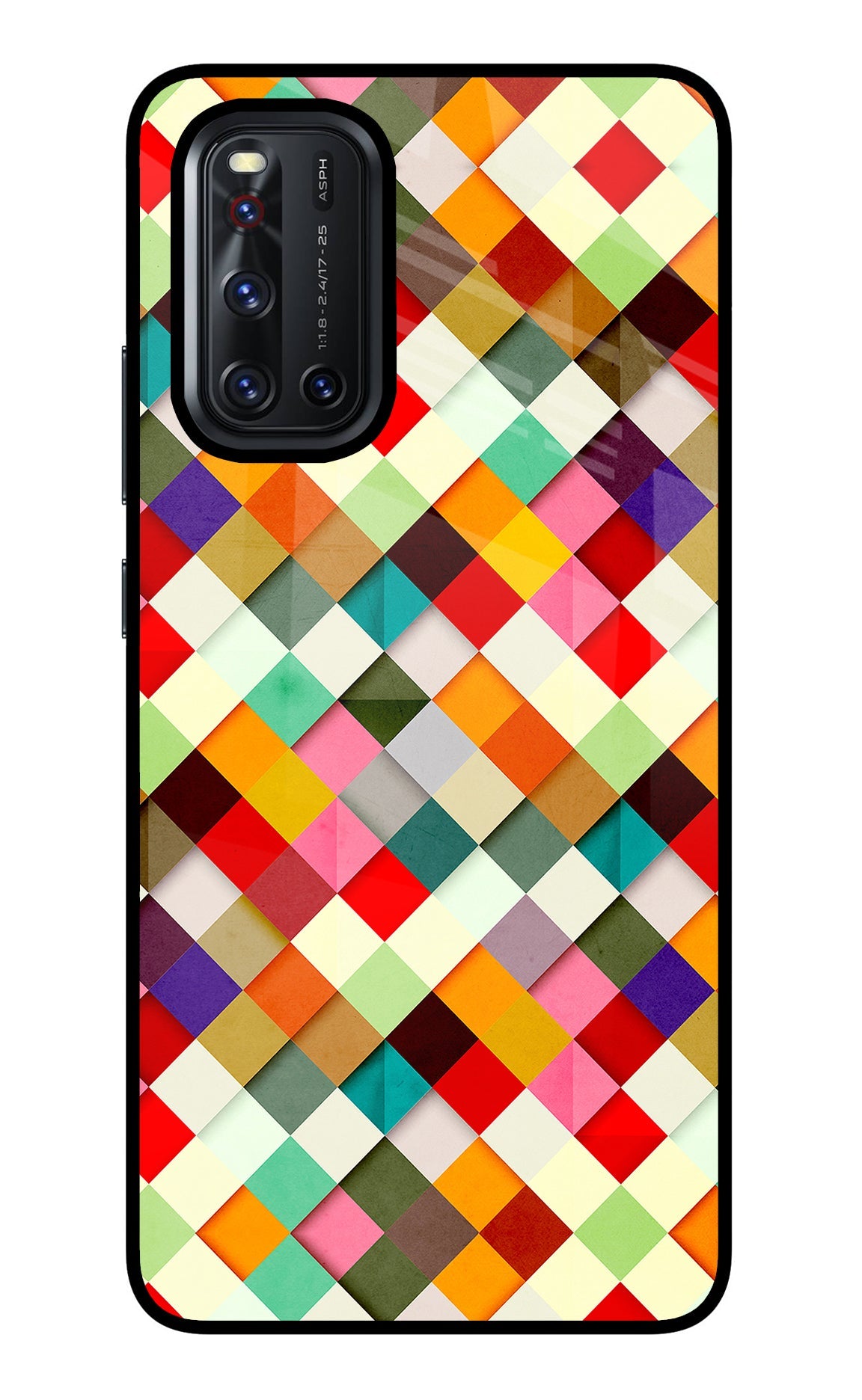 Geometric Abstract Colorful Vivo V19 Glass Case