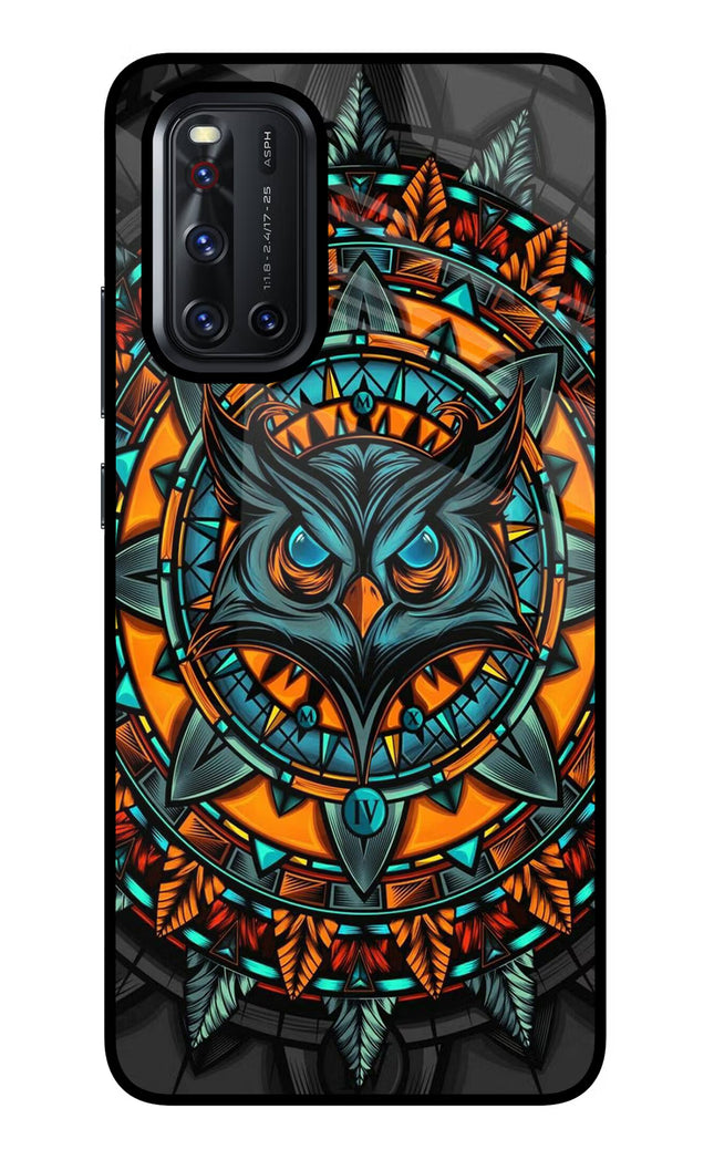Angry Owl Art Vivo V19 Glass Case Back Cover by Casekaro