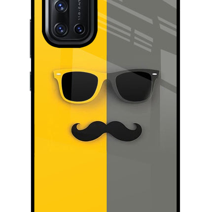 Sunglasses with Mustache Vivo V19 Glass Case Back Cover by Casekaro