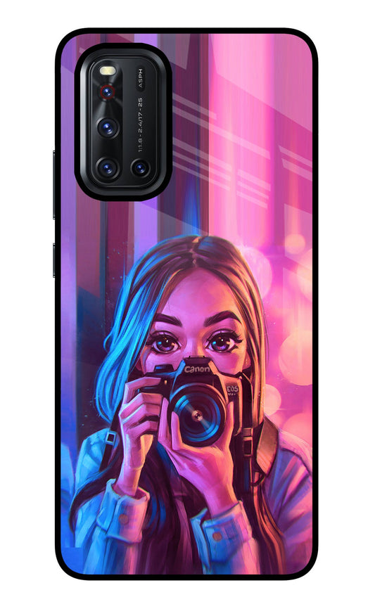 Girl Photographer Vivo V19 Glass Case