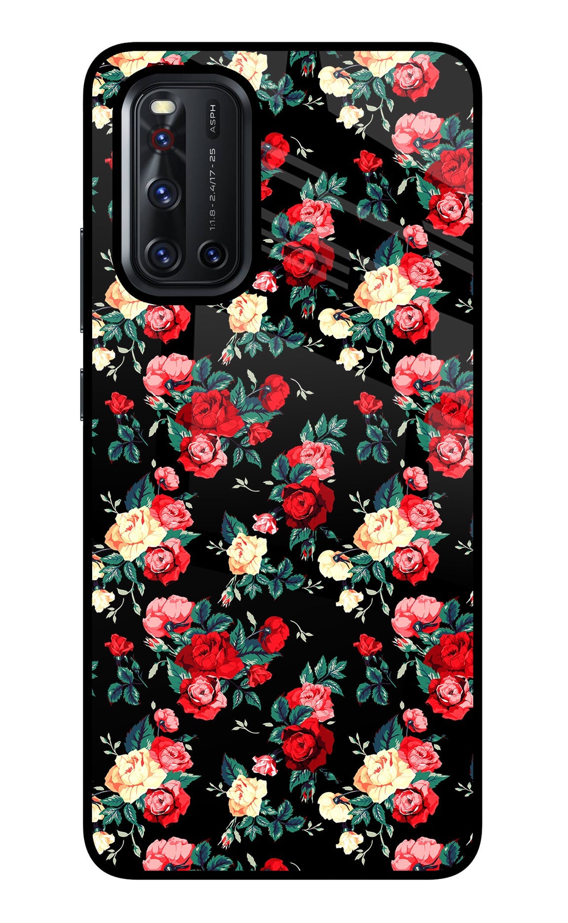 Rose Pattern Vivo V19 Glass Case