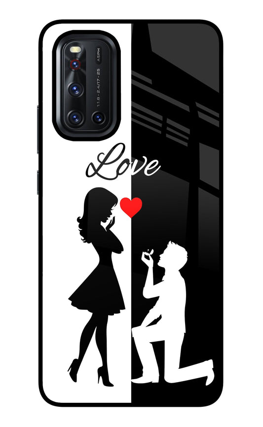 Love Propose Black And White Vivo V19 Glass Case