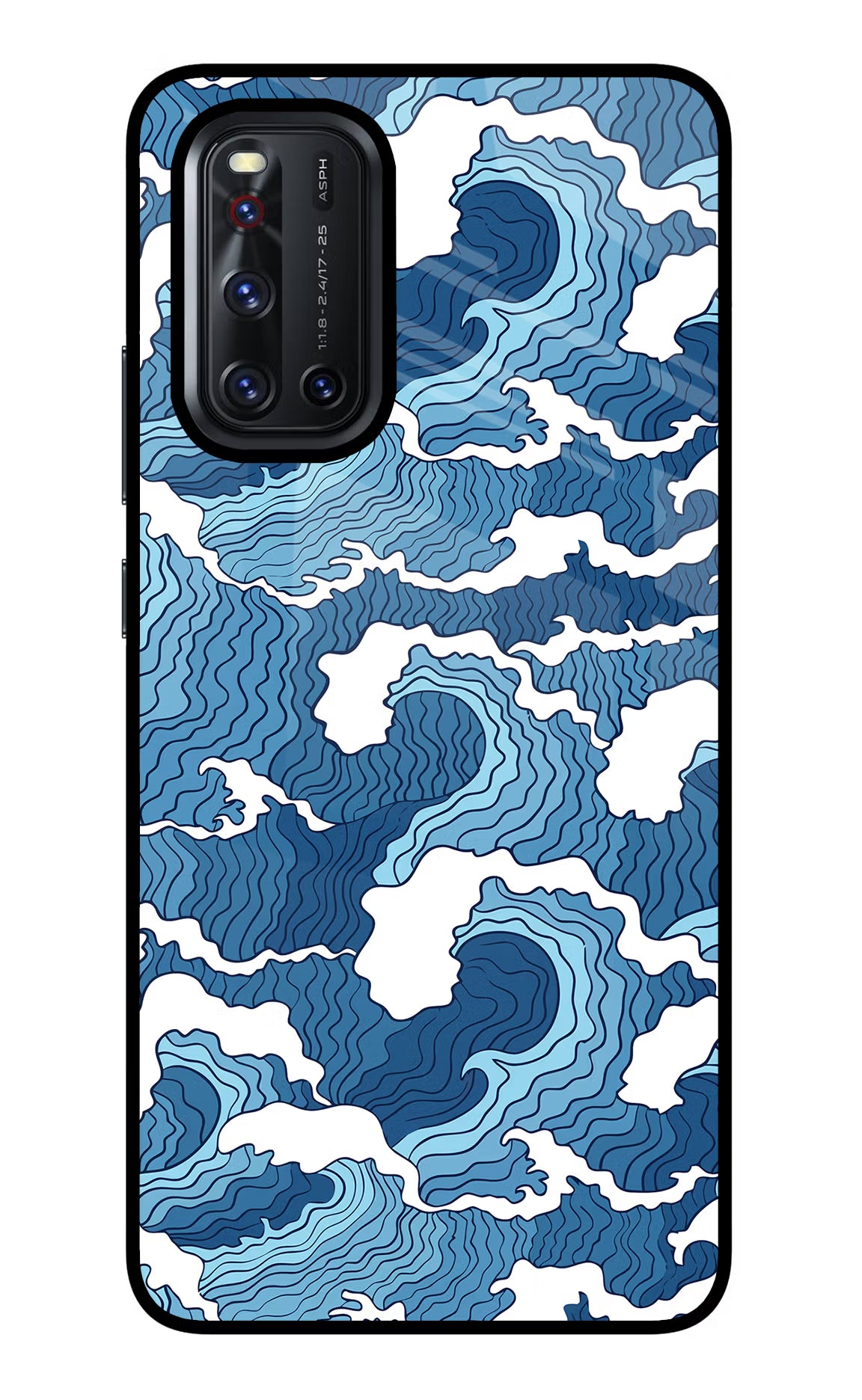 Blue Waves Vivo V19 Glass Case Back Cover by Casekaro