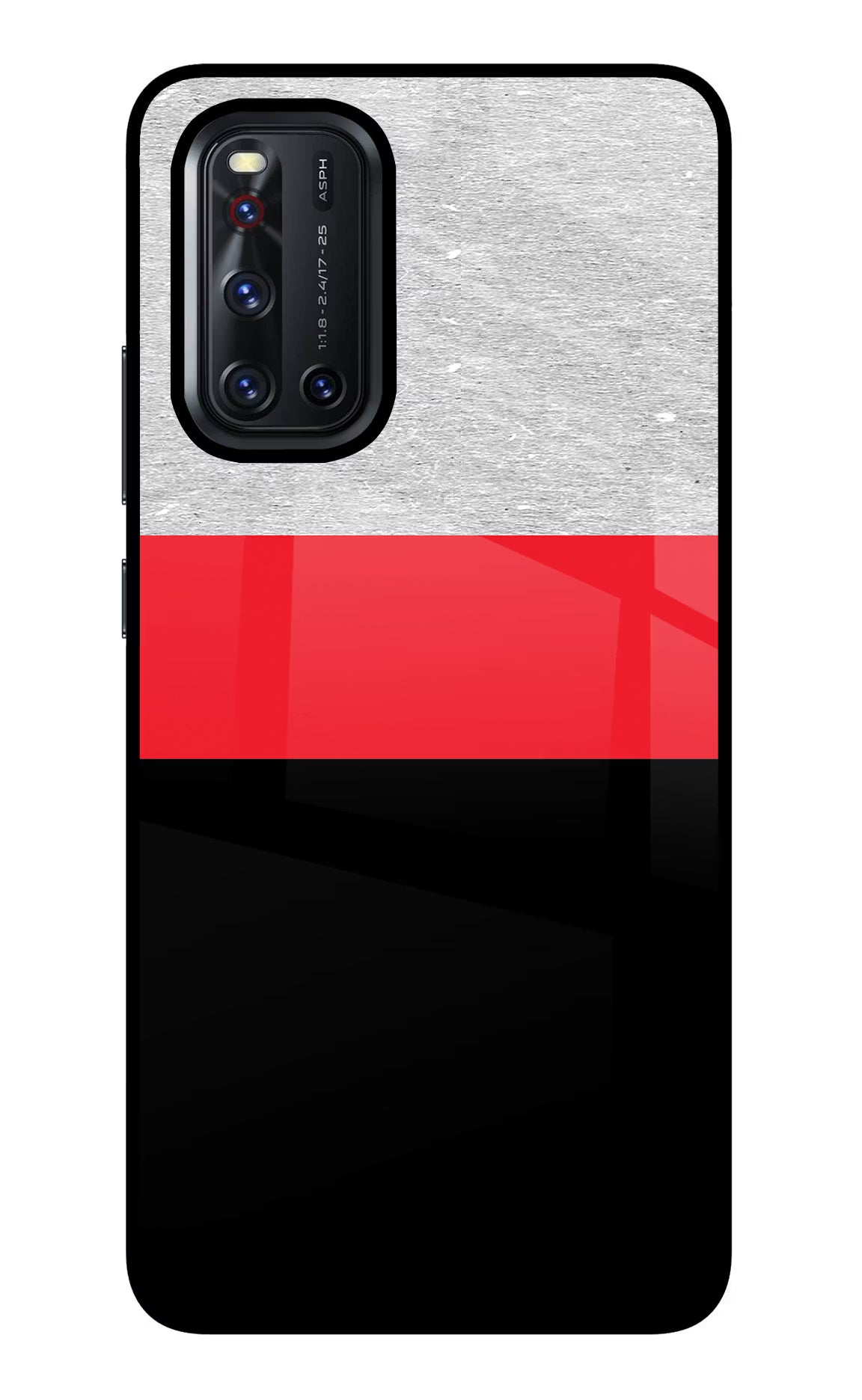 Tri Color Pattern Vivo V19 Glass Case Back Cover by Casekaro