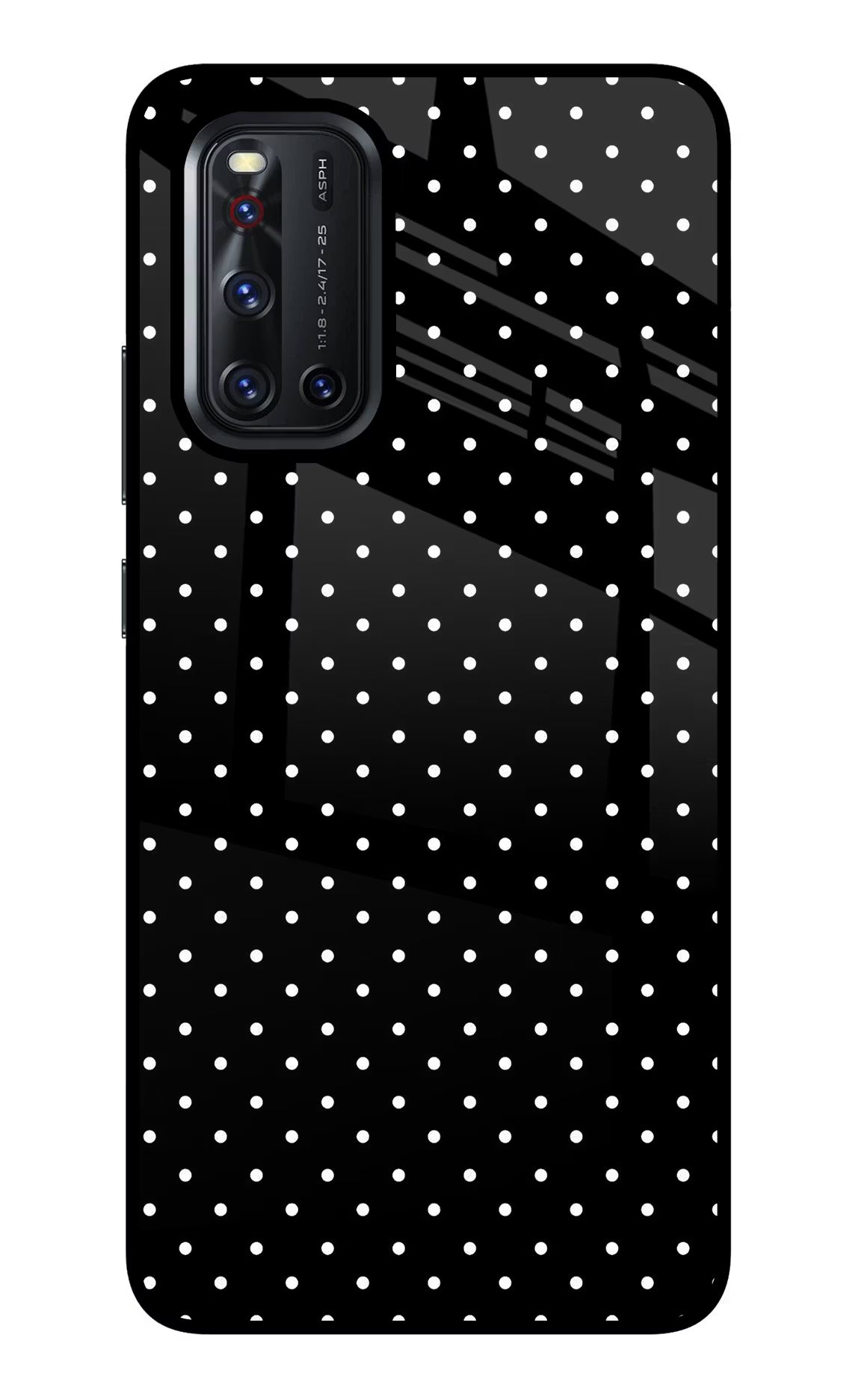White Dots Vivo V19 Glass Case Back Cover by Casekaro