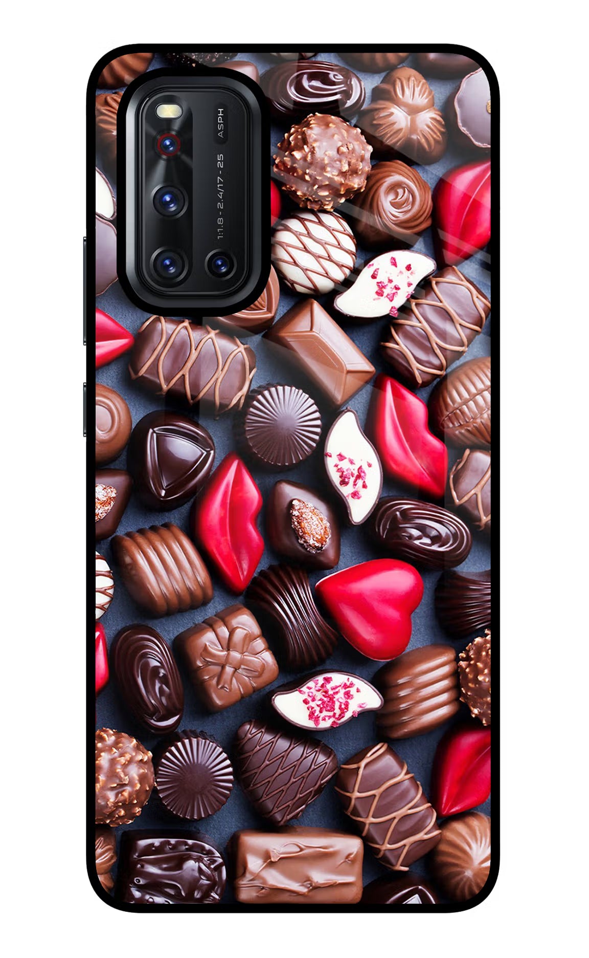 Chocolates Vivo V19 Glass Case Back Cover by Casekaro