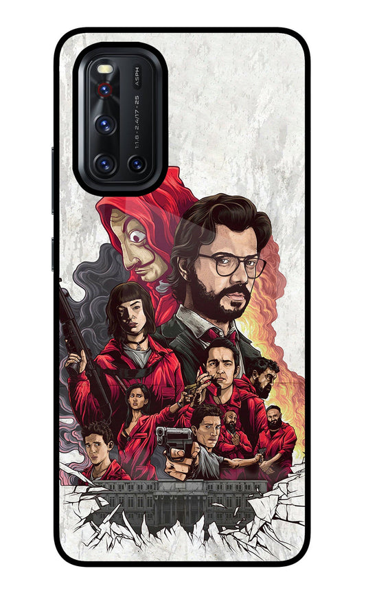 Money Heist Artwork Vivo V19 Glass Case