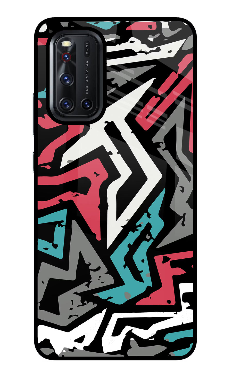Geometric Graffiti Vivo V19 Back Cover, Glass case