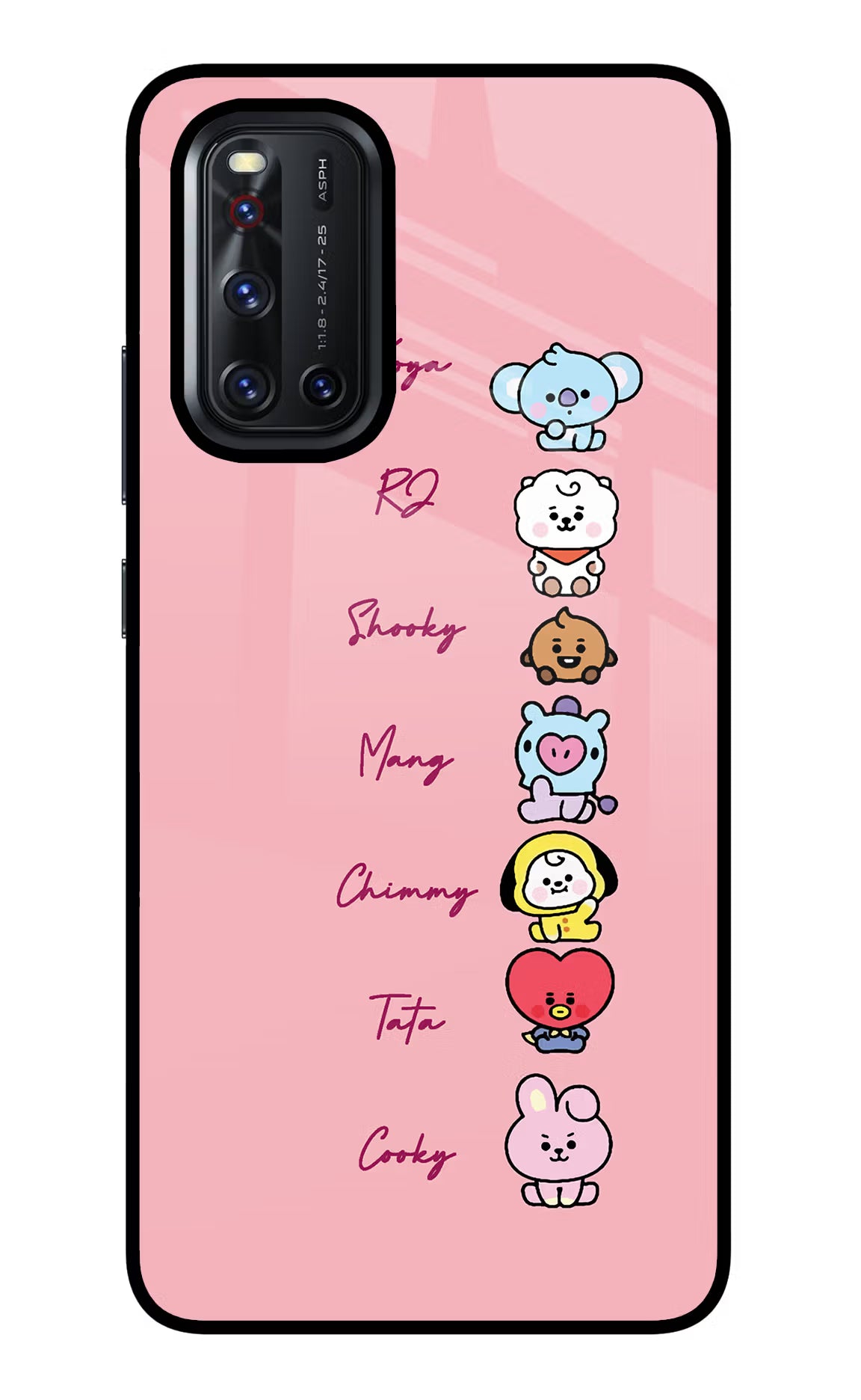 BTS names Vivo V19 Glass Case Back Cover by Casekaro