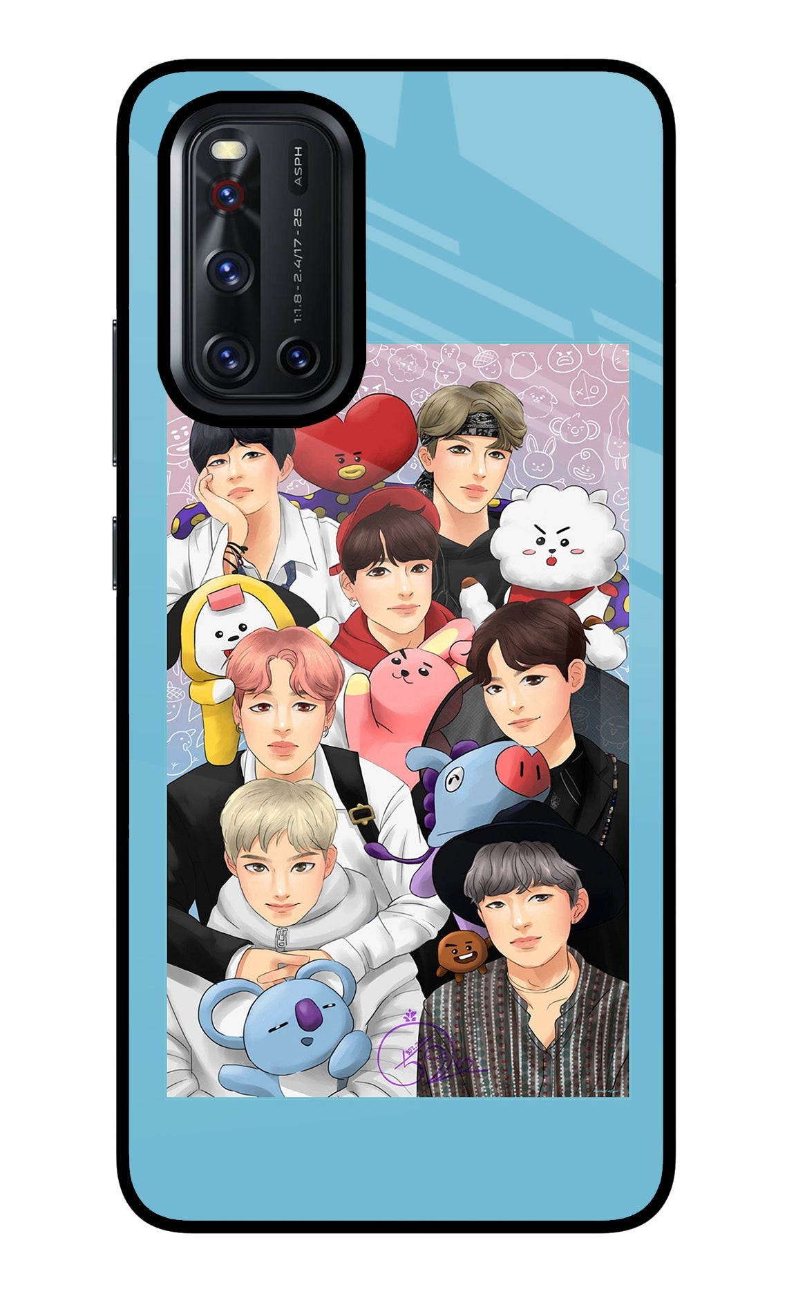 BTS with animals Vivo V19 Glass Case