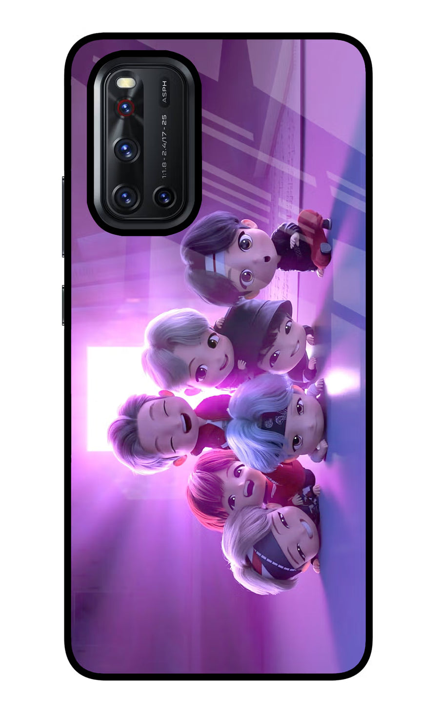 BTS Chibi Vivo V19 Back Cover, Glass case