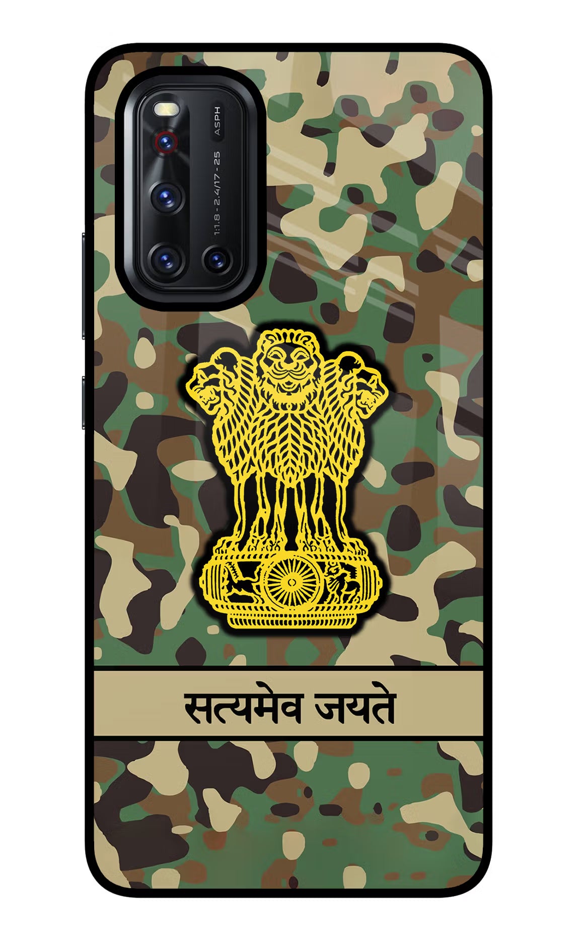 Satyamev Jayate Army Vivo V19 Glass Case Back Cover by Casekaro