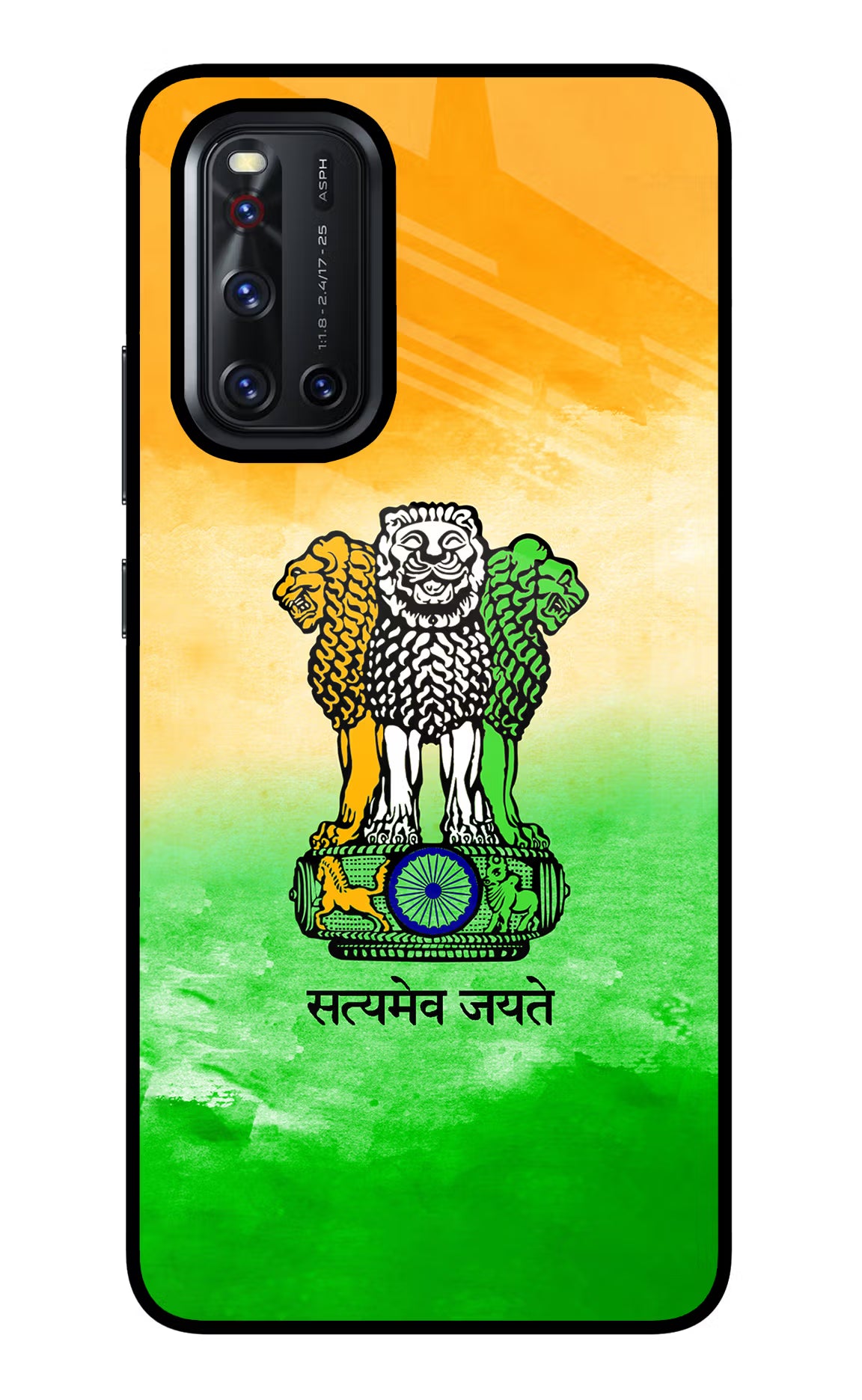Satyamev Jayate Flag Vivo V19 Glass Case Back Cover by Casekaro