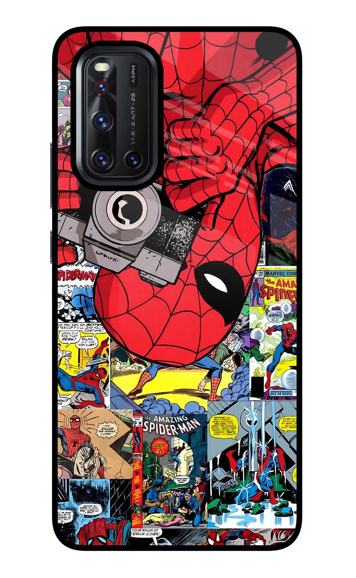 Spider Man Vivo V19 Glass Case Back Cover by Casekaro