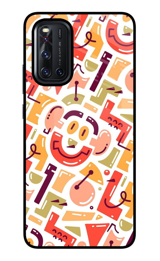 Doodle Pattern Vivo V19 Glass Case