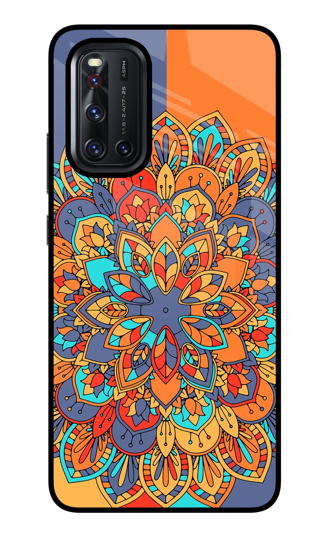 Color Mandala Vivo V19 Glass Case Back Cover by Casekaro