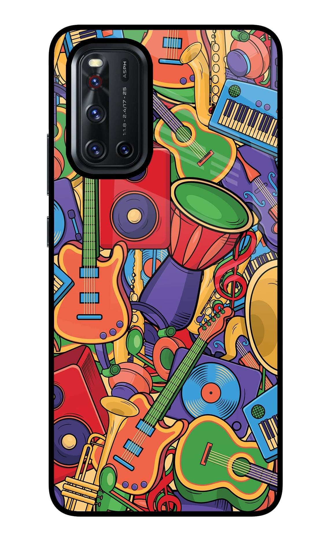 Music Instrument Doodle Vivo V19 Glass Case