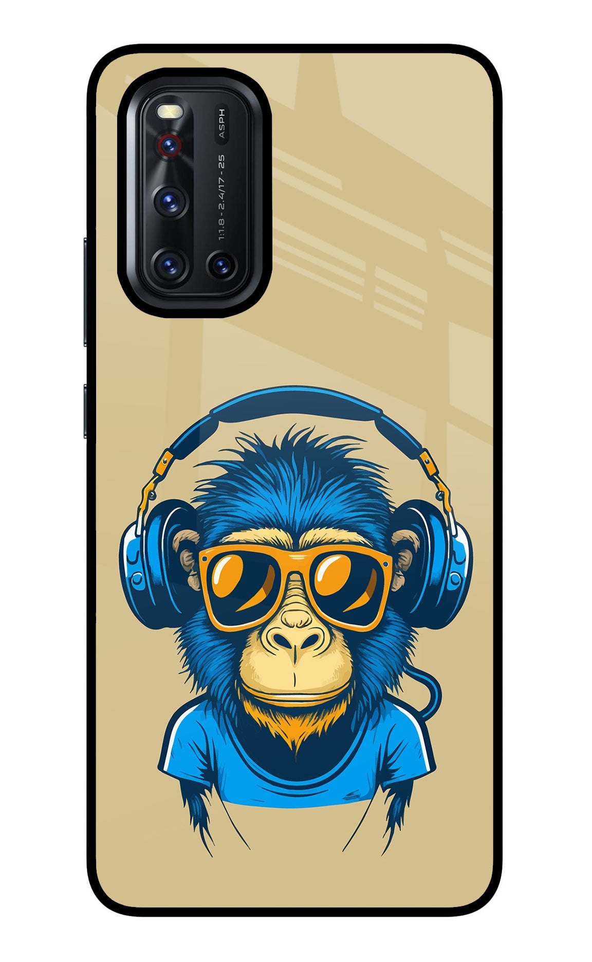 Monkey Headphone Vivo V19 Glass Case