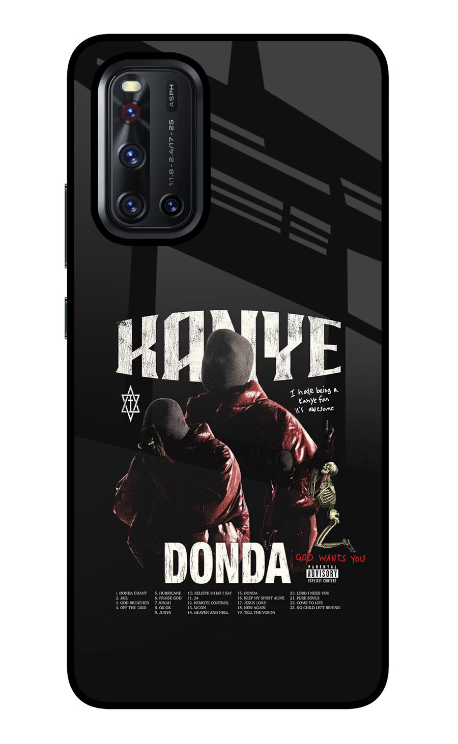 Donda Kanye West Vivo V19 Back Cover, Glass case