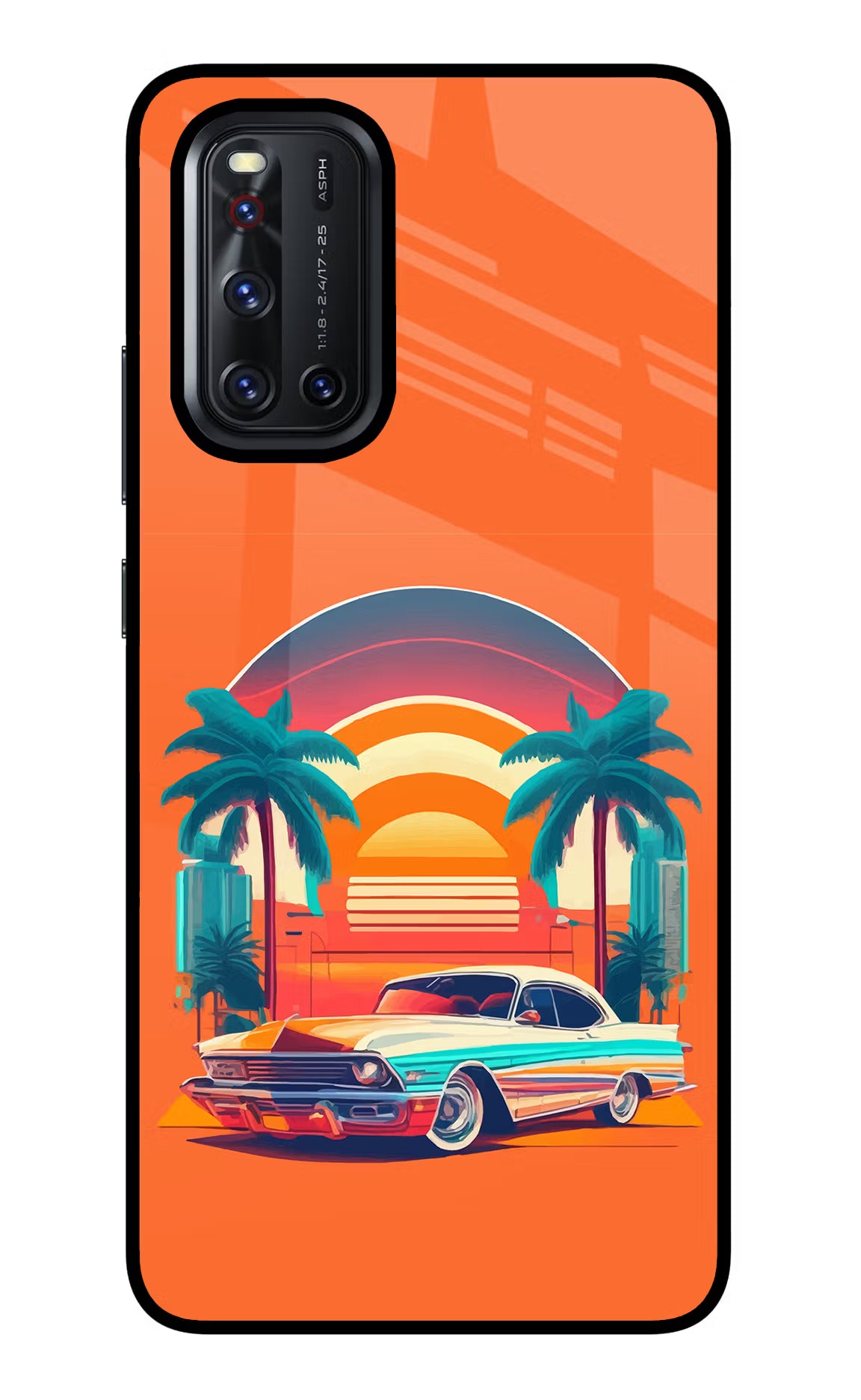 Palm Drive 80s Vivo V19 Glass Case Back Cover by Casekaro