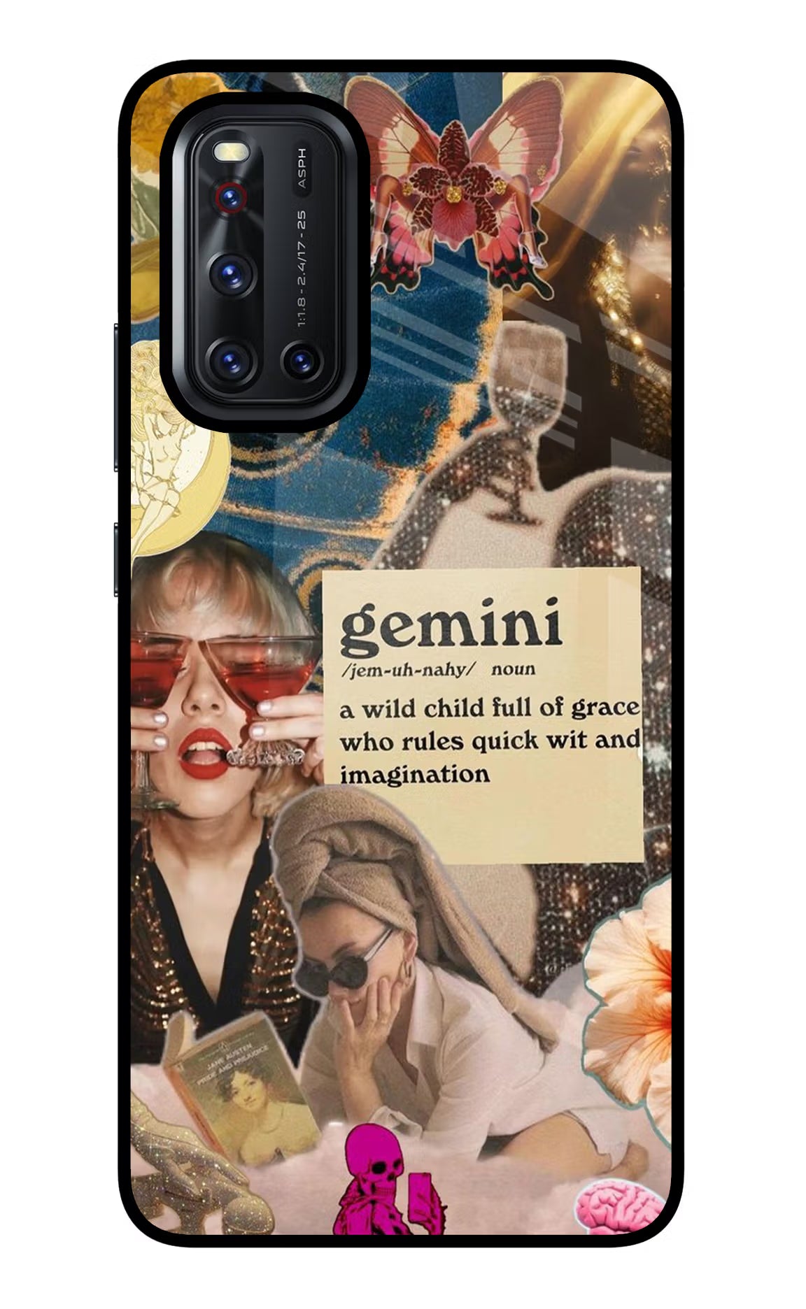 Gemini Zodiac Vivo V19 Glass Case Back Cover by Casekaro