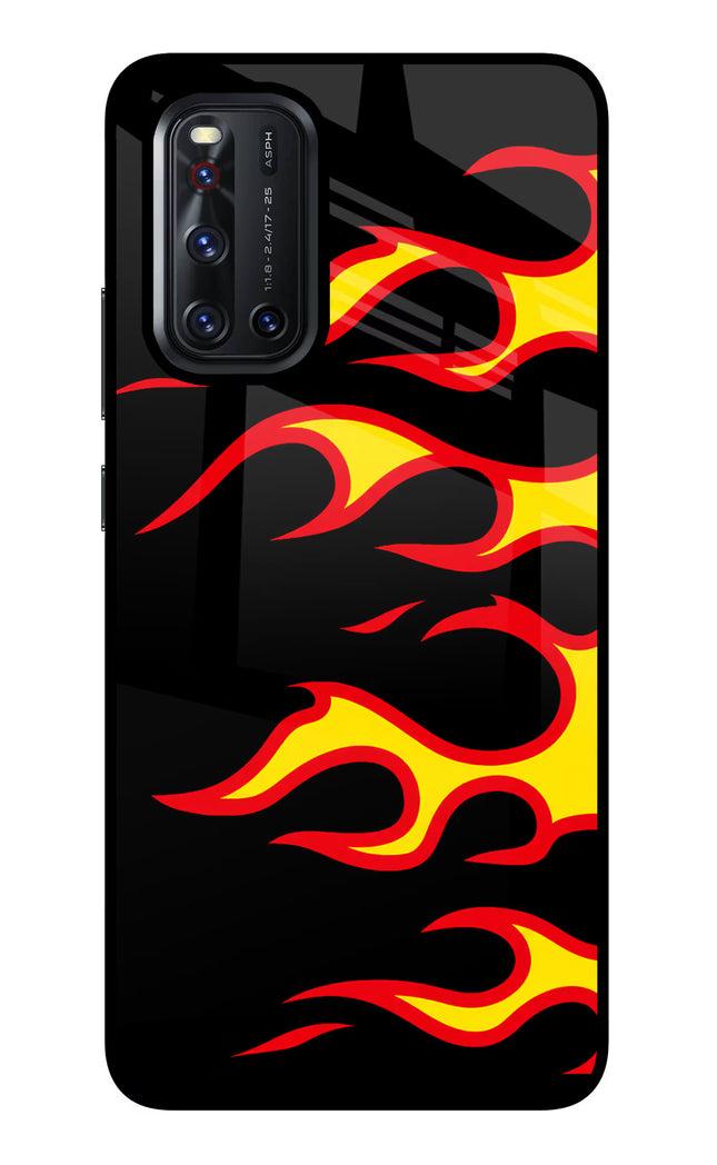 Side Sweep Flames Vivo V19 Glass Case