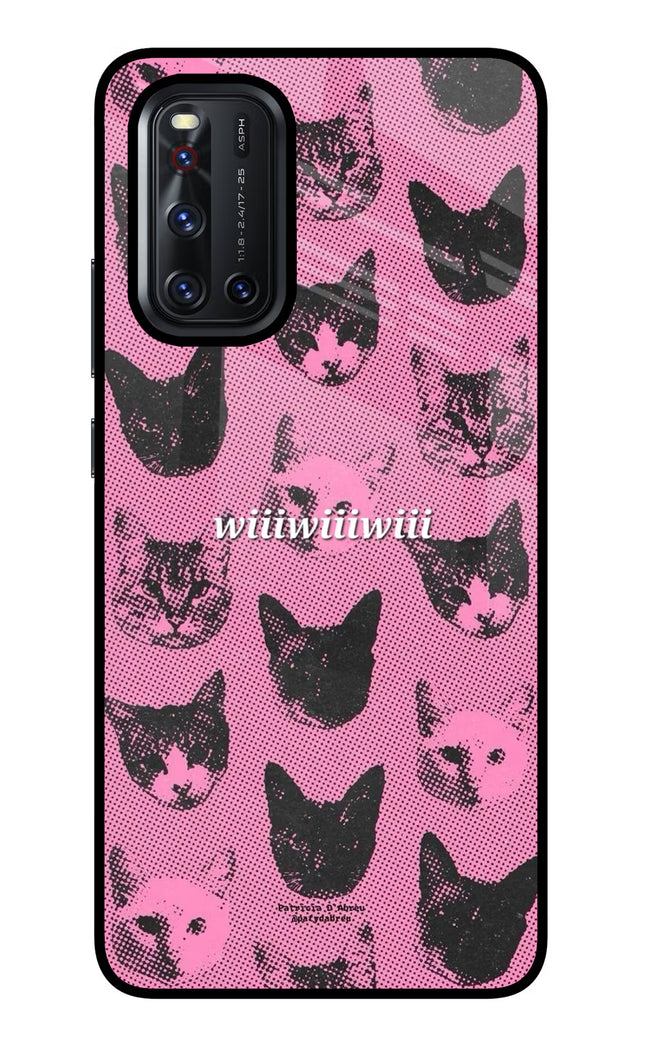 Pink Cats Vivo V19 Glass Case
