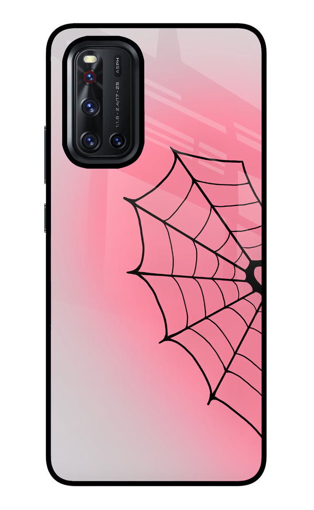 Pink Web Vivo V19 Glass Case