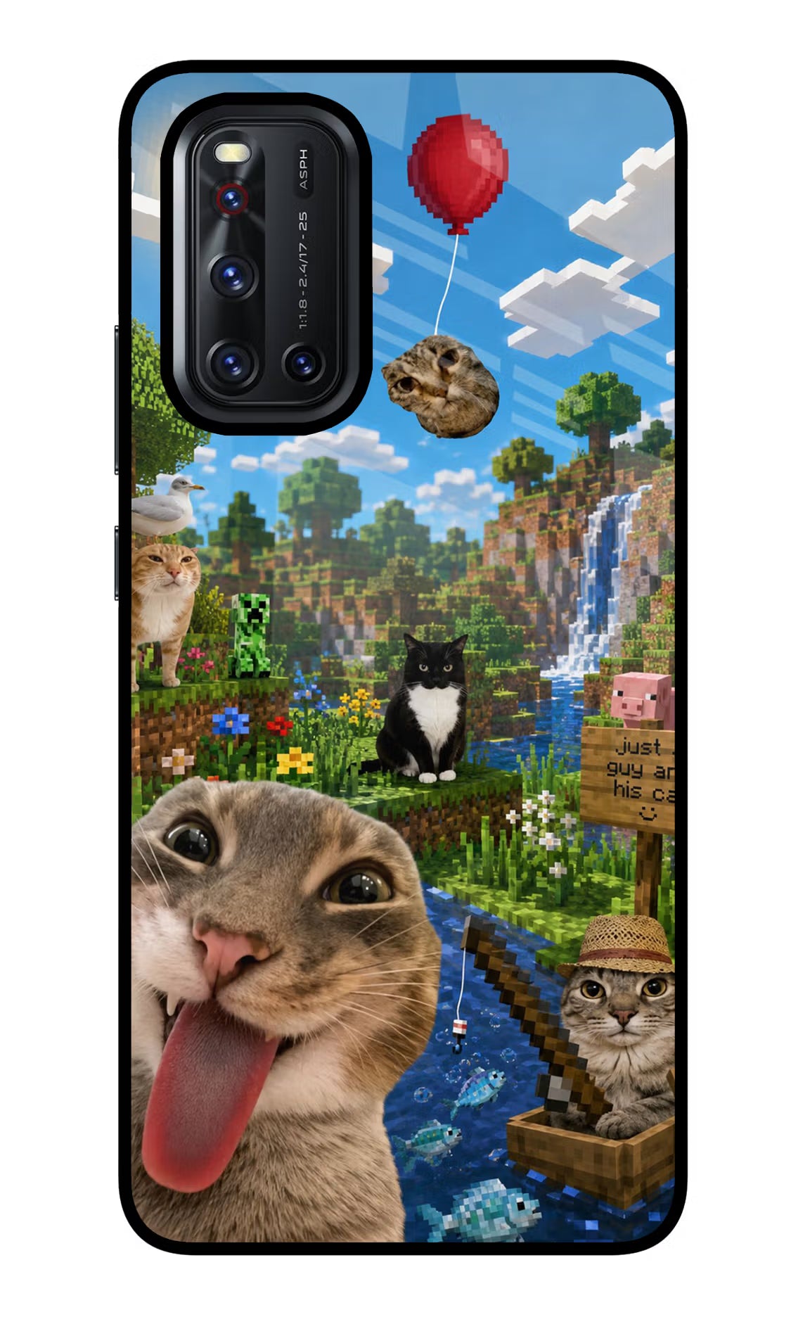 Minecraft Cat Chaos Vivo V19 Glass Case