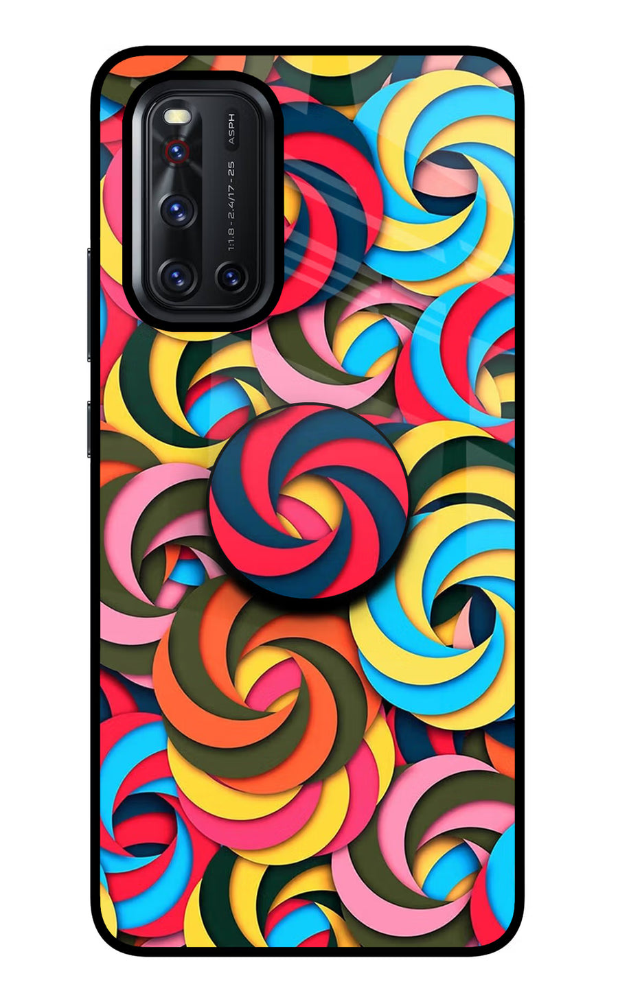 Spiral Pattern Vivo V19 Pop Case, Glass case