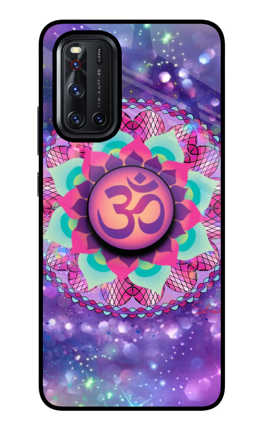 Om Purple Vivo V19 Pop Case, Glass case