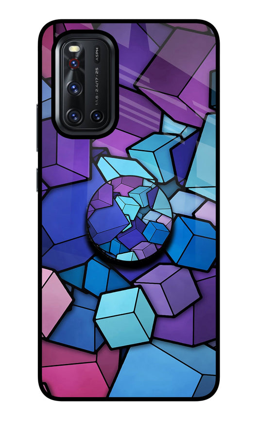 Cubic Abstract Vivo V19 Glass Case